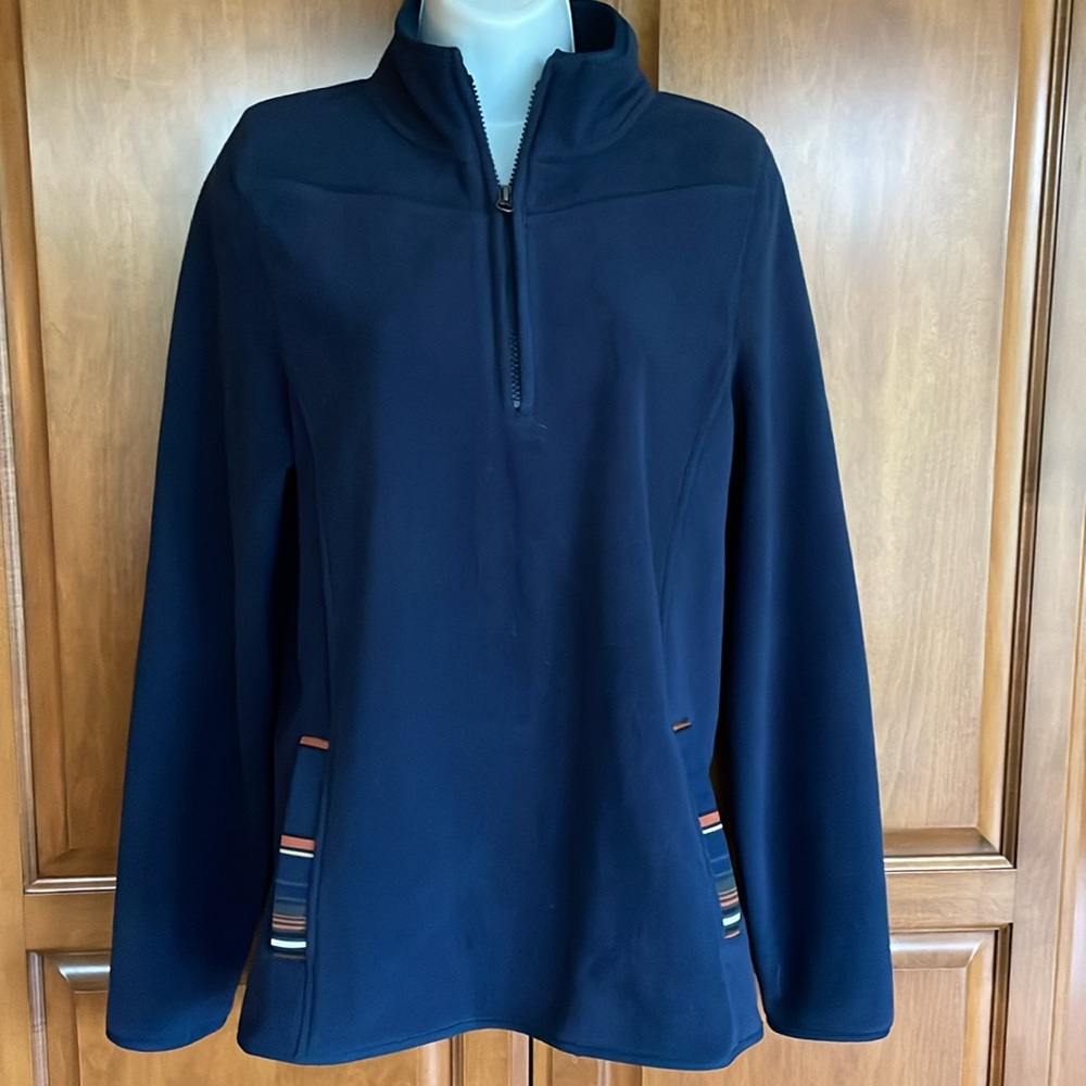 Pendleton Navy Half-Zip Fleece Pullover Excellent… - image 1
